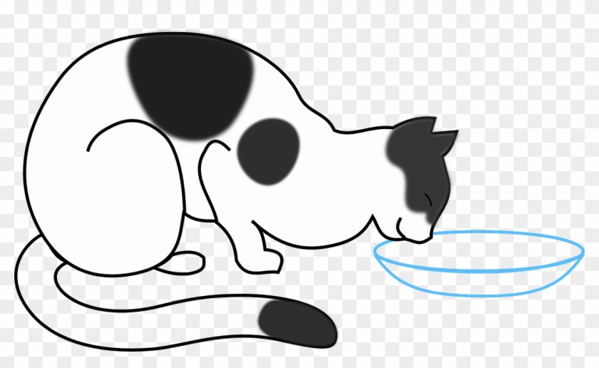  Cat  Drawing Drinking Water  HD Png  Download 1280x726 