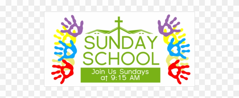 Vinyl Banner For Sunday School With Children S Handprints