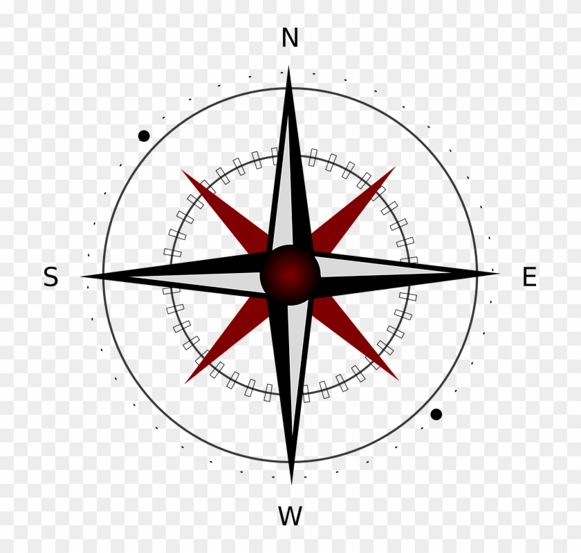 Compass East South North West Compass Rose Direction On A Map
