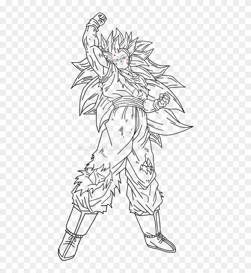 Lr Super Saiyan 3 Goku By Anthonyjmo Line Art Hd Png Download