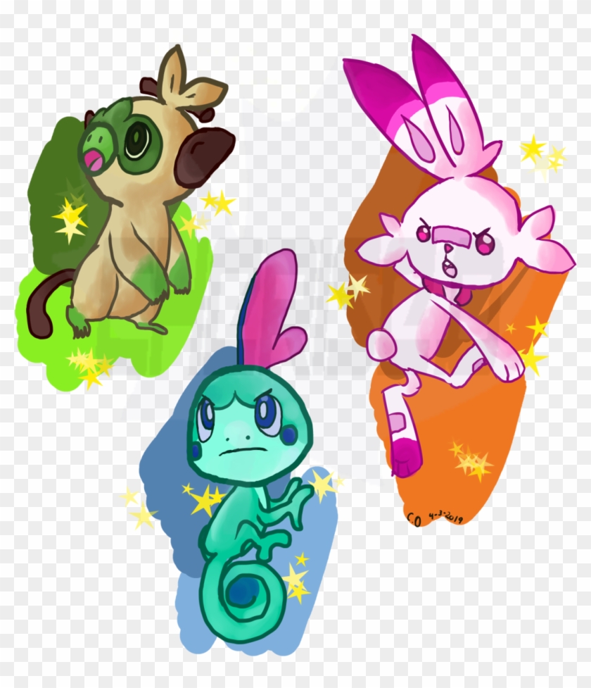 A Digital Version Of The Shiny Sword And Shield Starters Cartoon Hd Png Download 1280x1301 4355811 Pngfind