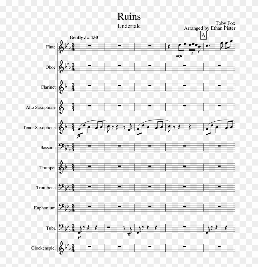 Ruins Sheet Music Composed By Toby Fox 1 Of 13 Pages Ruins Undertale Alto Sax Sheet Music Hd Png Download 827x1169 4490728 Pngfind
