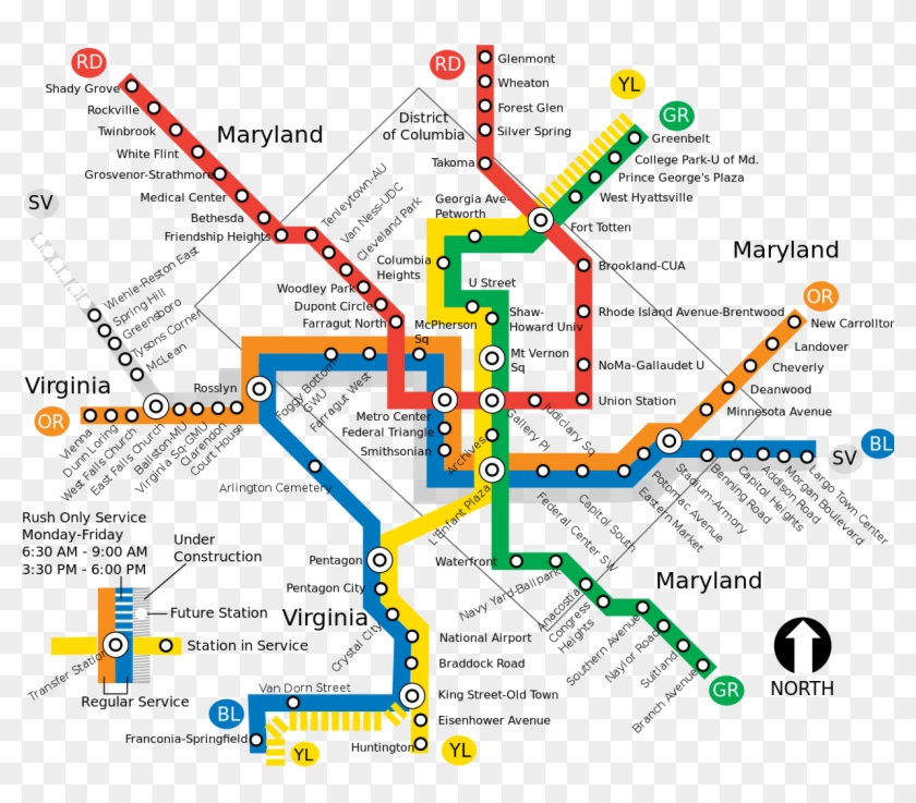 Wmata System Map - Dc Metro Map, HD Png Download - 1235x1024(#4522051