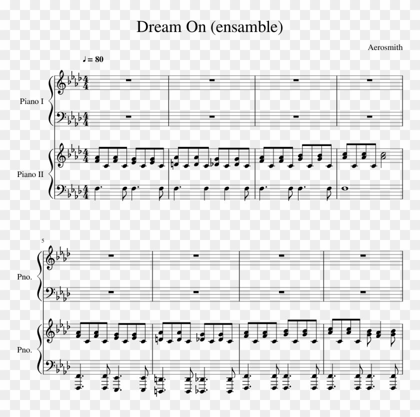 Dream On Aerosmith Gas Gas Gas Piano Sheet, HD Png Download