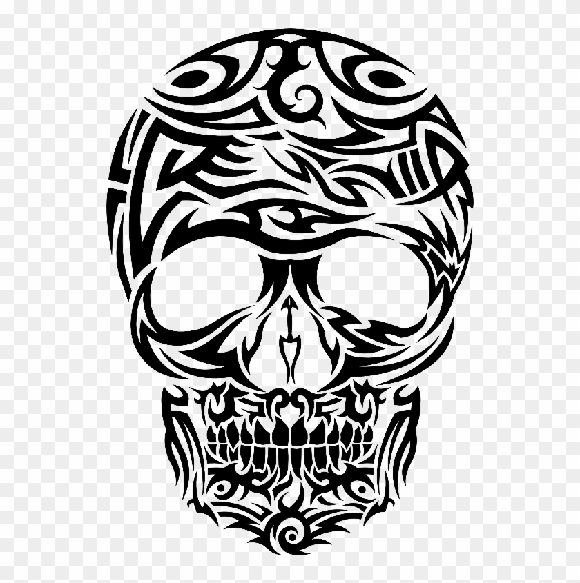 Tribal Tattoo Style Skull Gifts By Cm - Skull Tribal, HD Png Download -  533x765(#465485) - PngFind
