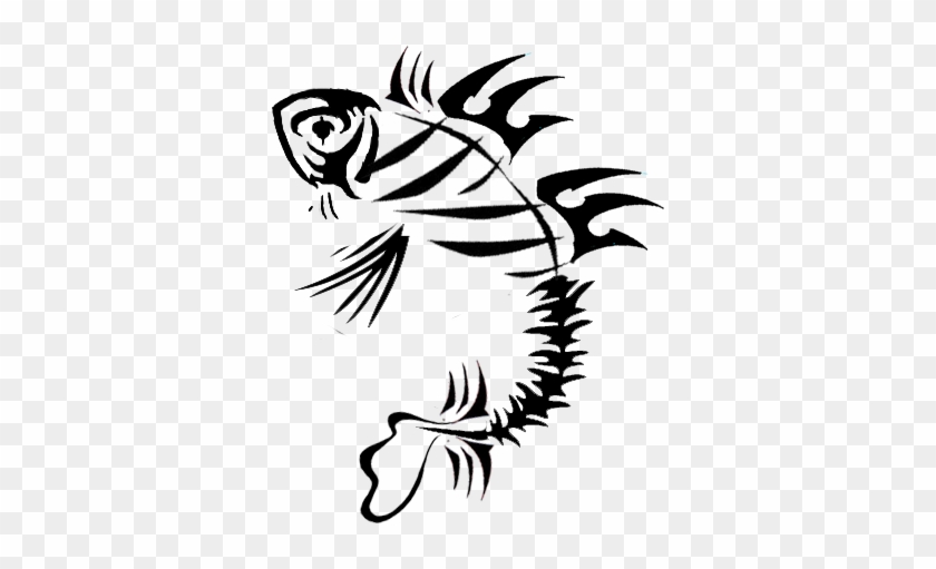 Grouper Clipart Tribal - Tribal Fish Bone Tattoo, HD Png Download - 600x691(#466084) - PngFind