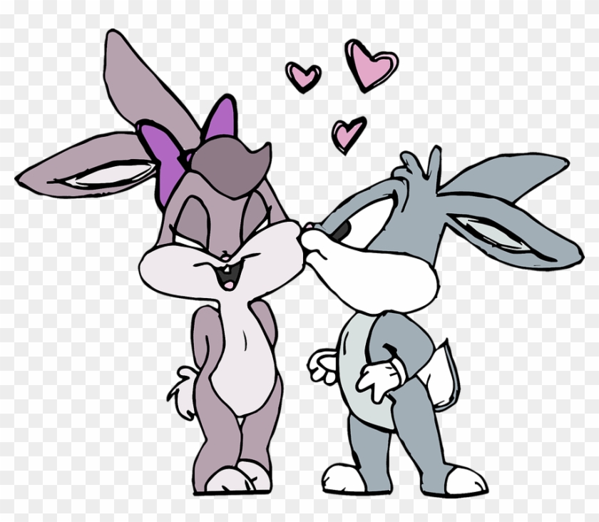 blue and pink bunny cartoon