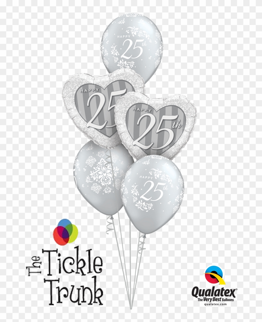 Silver Riffic 25th Anniversary Balloon Bouquet An Transparent