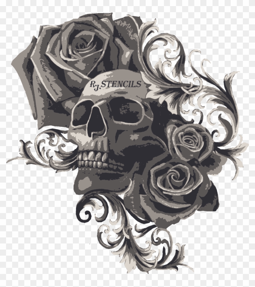 Skull Roses Fliligry Tattoo HD Png Download  1163x16004629436  PngFind