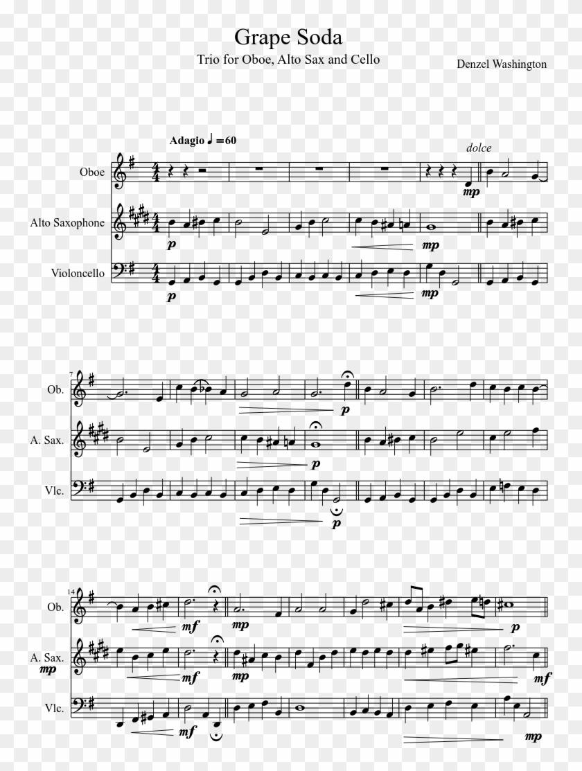 Grape Soda Sheet Music Composed By Denzel Washington Video Game Music Tenor Sax Hd Png Download 827x1169 4704438 Pngfind