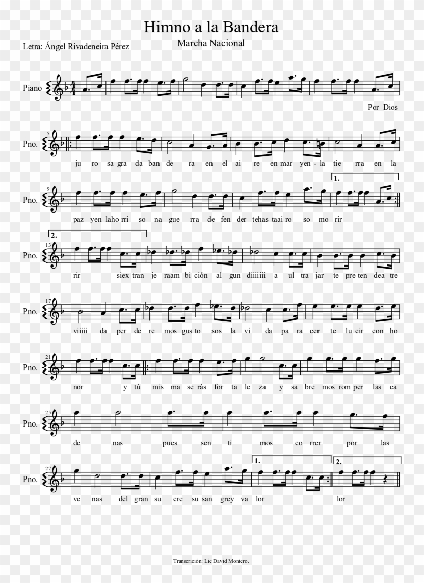 Himno A La Bandera Sheet Music 1 Of 1 Pages Sheet Music Hd Png