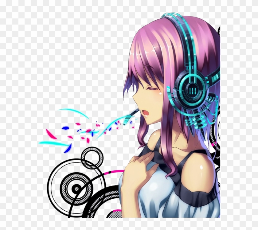 anime #animegirl #headphones #music - Anime Girl Wallpaper With Headphones,  HD Png Download - 595x669(#4740381) - PngFind