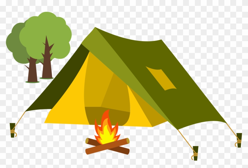 Hotdog Clipart Campfire - Tents Cartoon, HD Png Download - 2121x1343