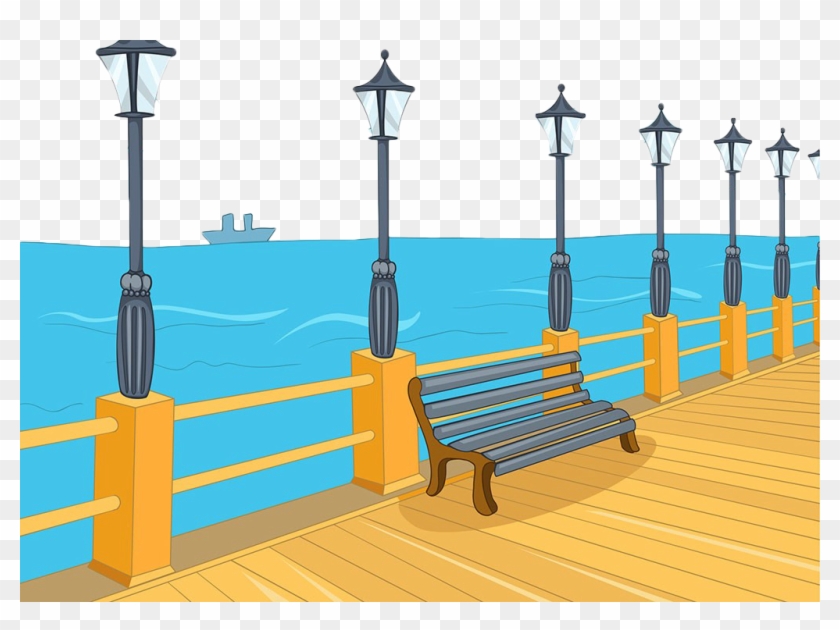 Pier Clipart Boardwalk - Pier Cartoon, HD Png Download - 1024x720