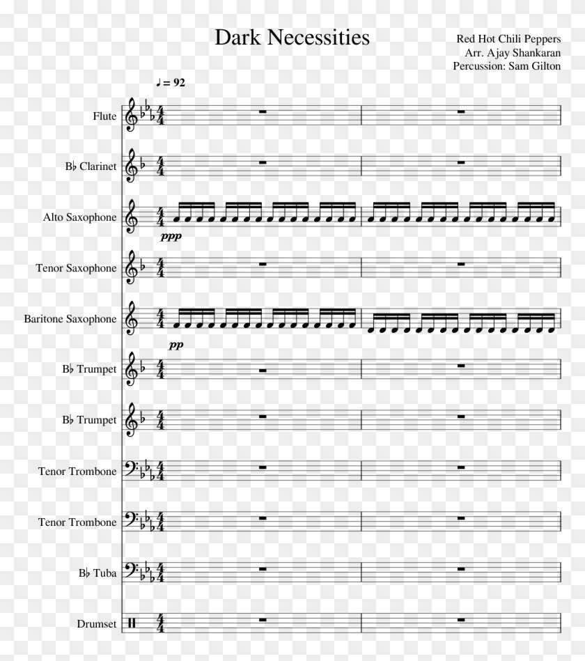 Disciplinario Mercurio Es decir Dark Necessities Sheet Music Composed By Red Hot Chili - That's What I Like  Flute Sheet Music, HD Png Download - 850x1100(#4845459) - PngFind