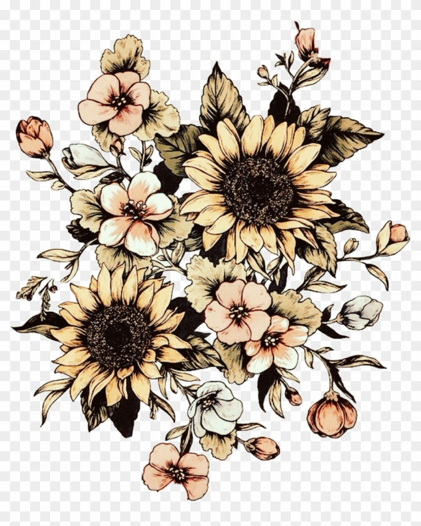 Sunflowers Roses Drawing Sketch Simple Vintage Sunflowers And Roses Drawing Hd Png Download 1014x1219 4846222 Pngfind