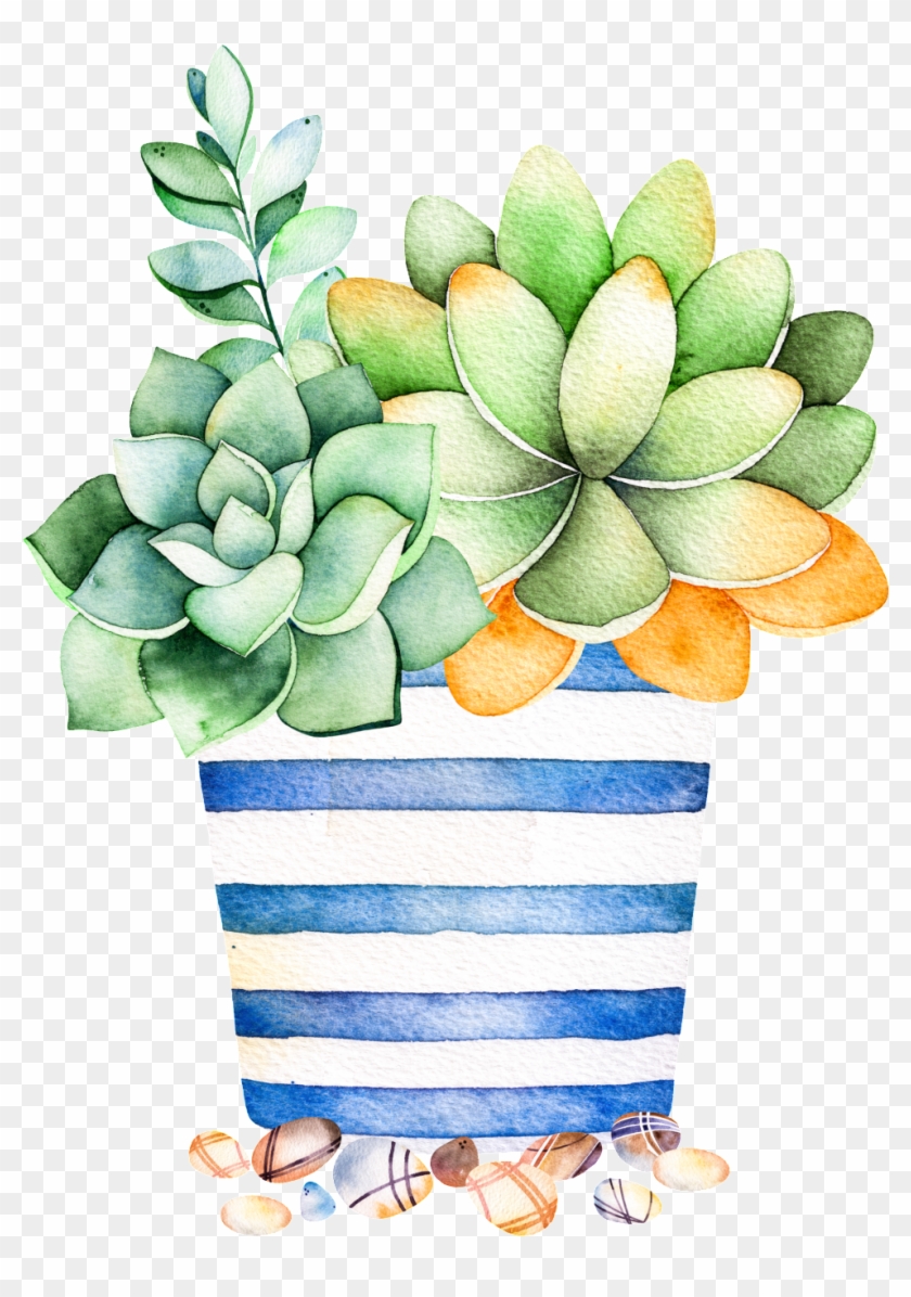 Blue Striped Flower Pot Cartoon Transparent, HD Png Download -  981x1351(#490309) - PngFind