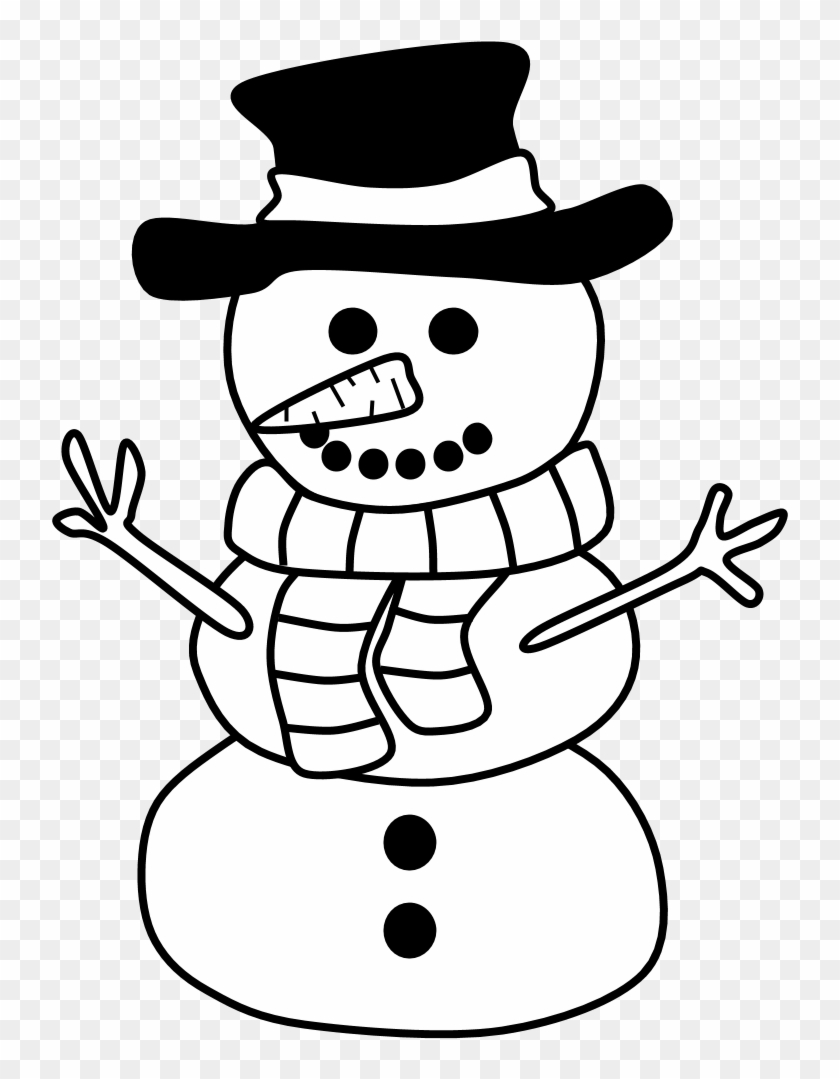 Snowman, Hat, Scarf, Black And White, Png - Snowmen With A Hat ...