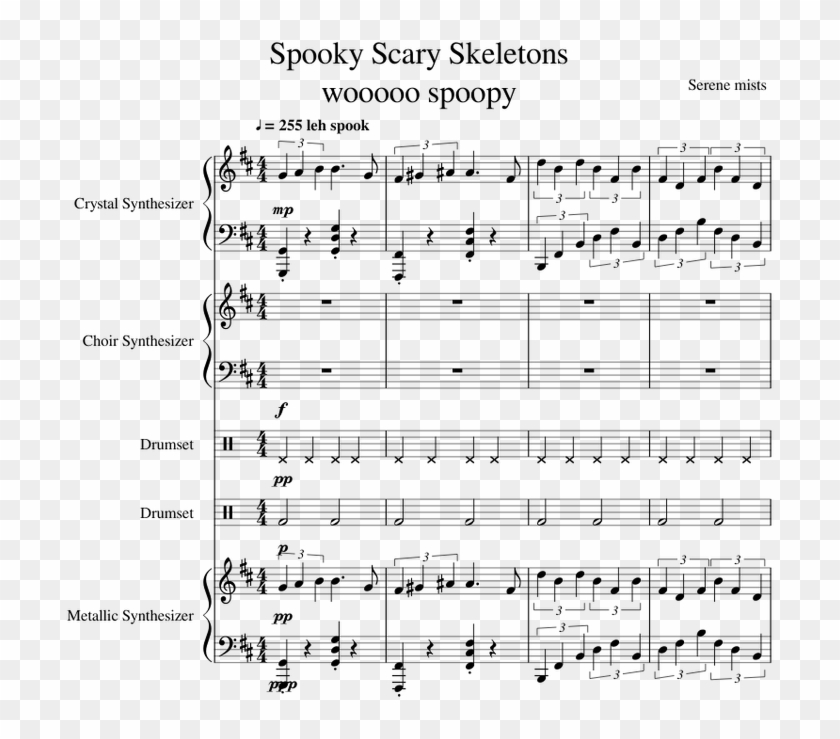 Spooky Scary Skeletons Wooooo Spoopy Sheet Music For Sheet Music Hd Png Download 850x1100 4965502 Pngfind