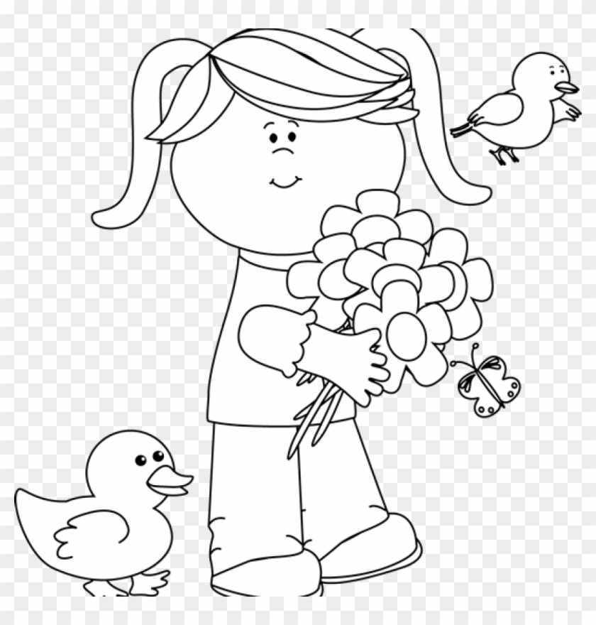 clipart spring flowers black and white drawings