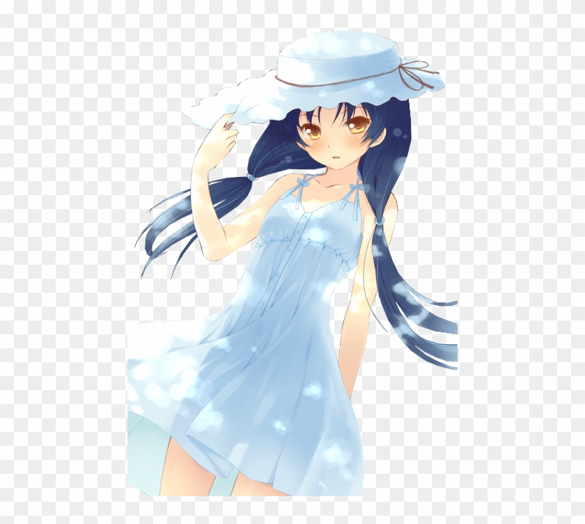 blue eyed anime girl dress