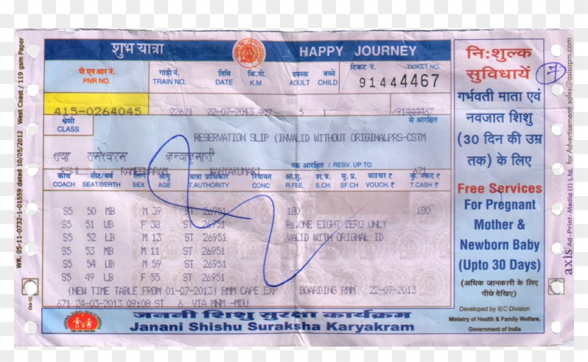 Railway Reservation Chart