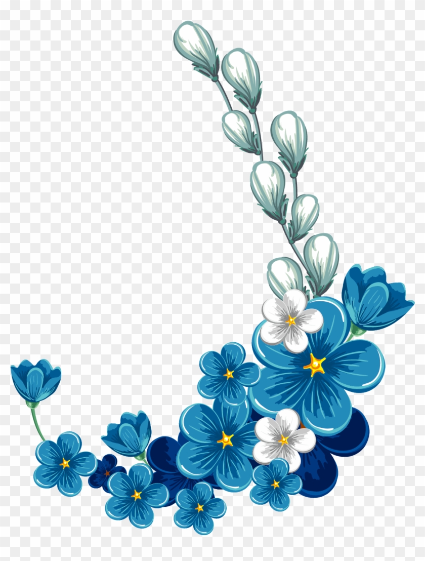 Flower Stock Photography Clip Art - Blue Flower Border Png, Transparent