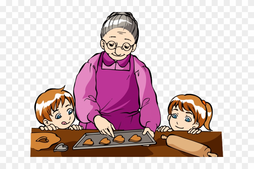 Baking Clipart Grandmother - Cooking With Grandma Cartoon, HD Png Download  - 640x480(#5259255) - PngFind