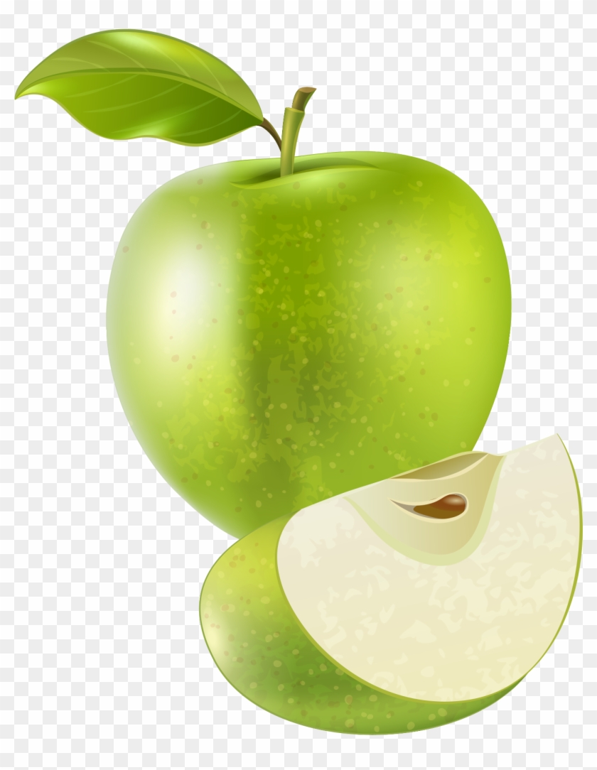 Зеленое яблоко без фона