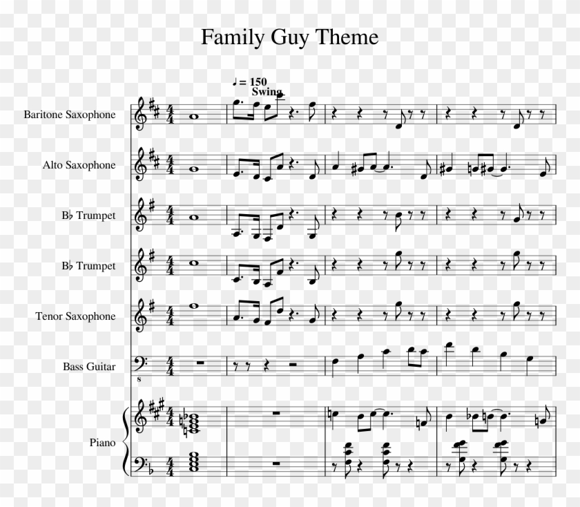 Family Guy Theme Sheet Music Composed By Arr Cumbia Sobre El Mar Partitura Hd Png Download 850x1100 5307997 Pngfind