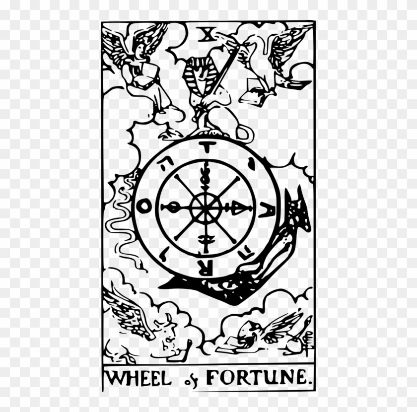 Tarot Drawing Wheel Fortune - Wheel Of Fortune Tarot Card Art, HD Png