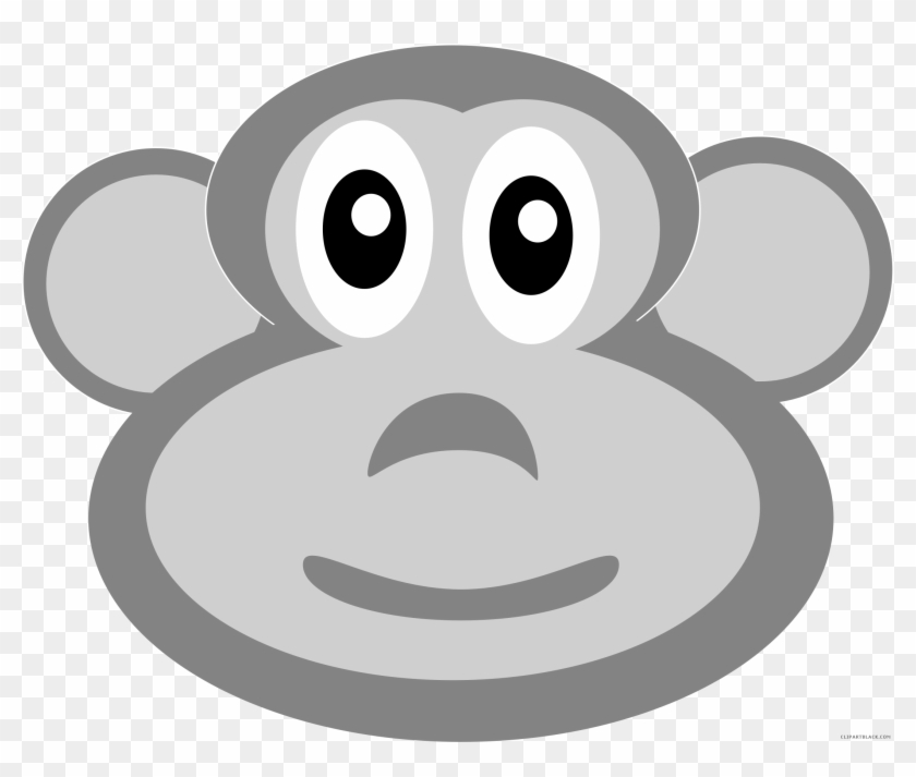 Monkey Head Animal Free Black White Clipart Images - Cartoon, HD Png  Download - 2174x1743(#5381161) - PngFind
