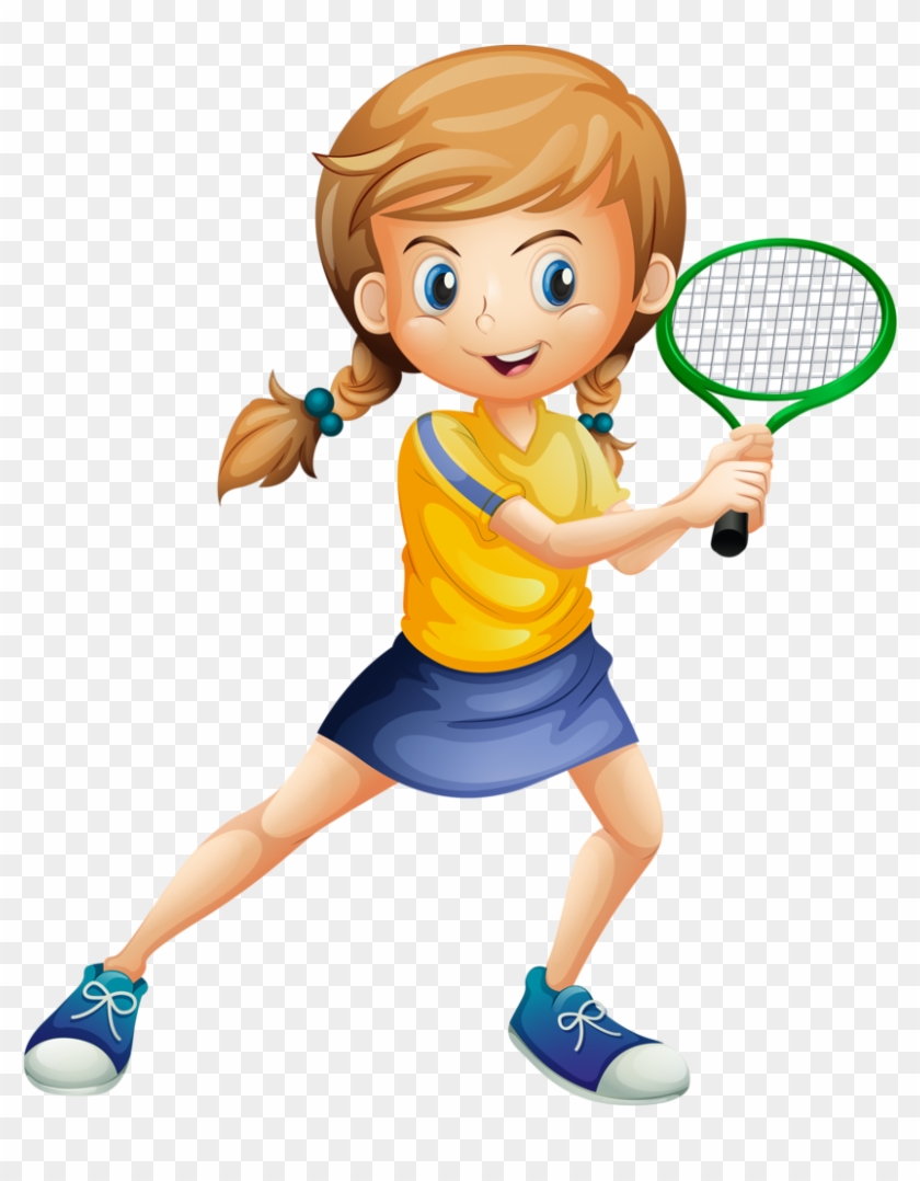 Girl Clipart Badminton Player - Cartoon Girl Playing Tennis, HD Png  Download - 868x1024(#5403821) - PngFind