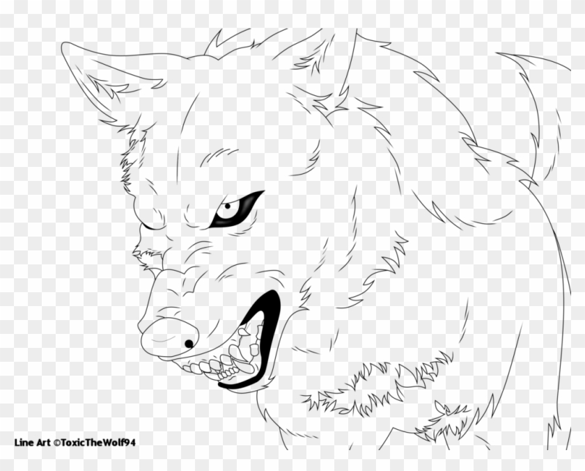 Anime Wolf Png - Angry Wolf Lineart Transparent, Png Download ...