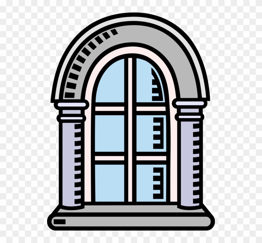 Vector Illustration Of Arched Window Architecture - Clipart Arched ...