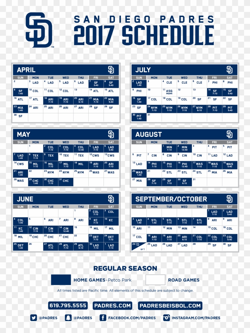 Padres Release 2017 Schedule Padres Home Schedule 2017, HD Png
