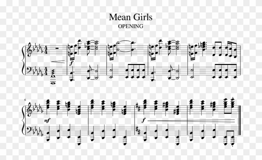 Mean Girls Musical Opening Piano Tutorial Sheet Music Hd Png