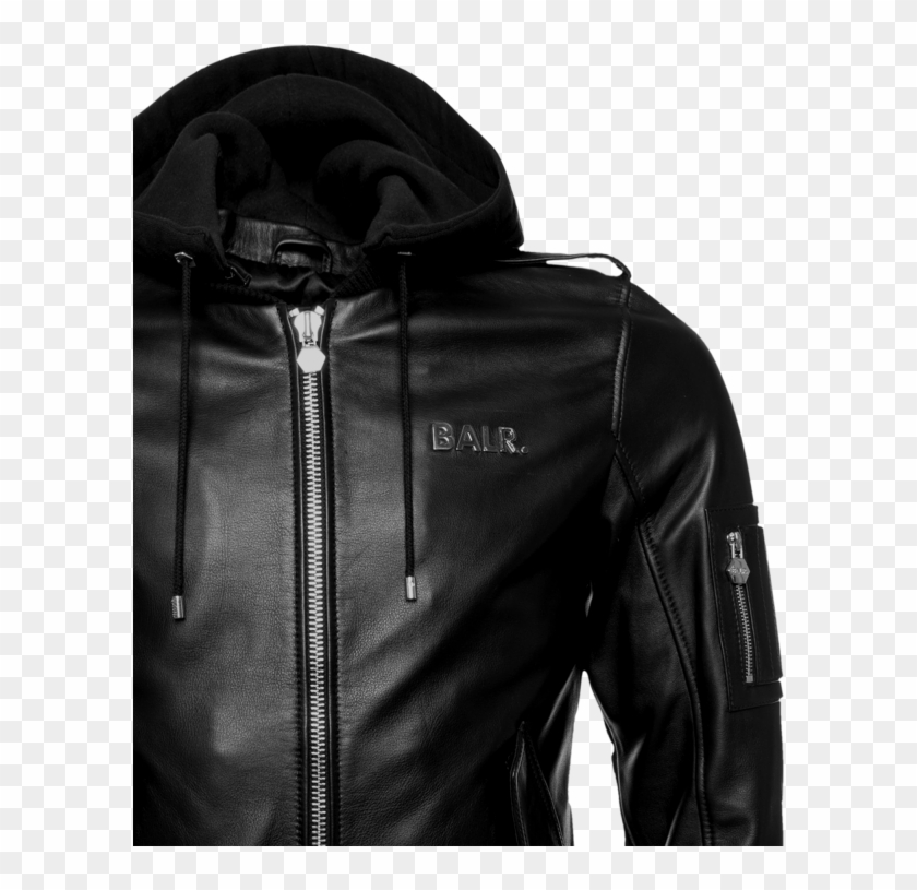 Munching stad veiligheid Hooded Leather Bomber Jacket Detail 1 - Balr Leren Jas, HD Png Download -  800x800(#5586446) - PngFind
