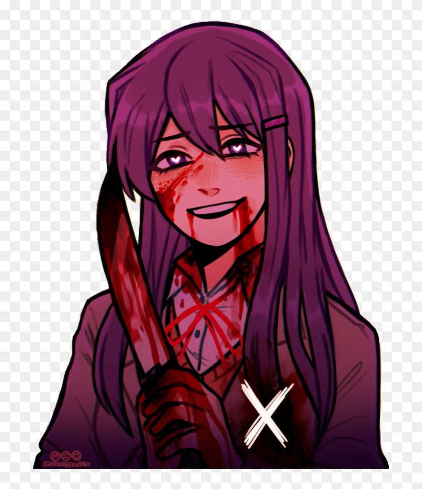 crazy anime girl with knife