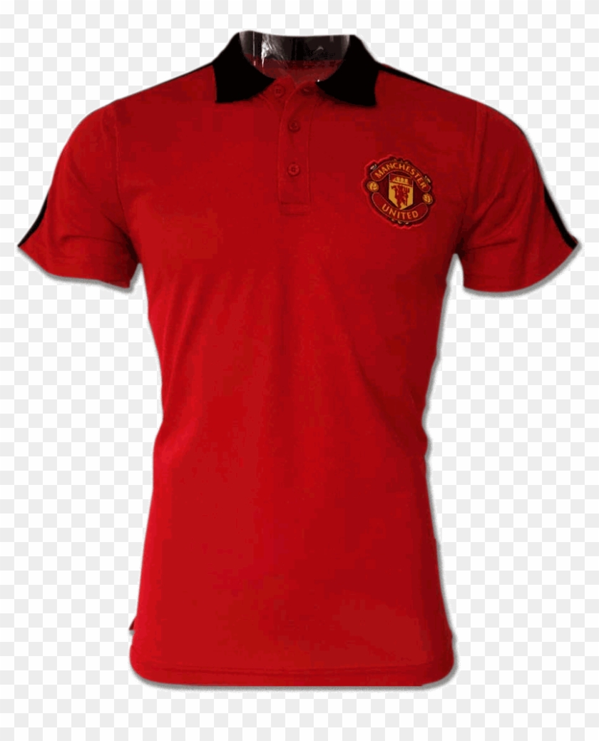 Manchester United Red Color Black Collar Polo T - Bella 3001 Canvas Red, HD Png Download 