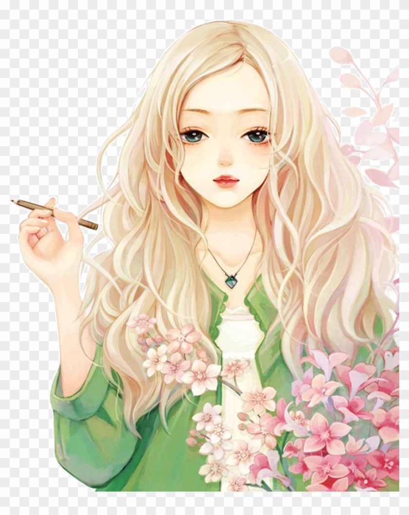 anime girl with long blonde hair and blue eyes  Midjourney  OpenArt