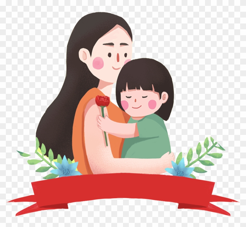Hand Drawn Cartoon Mother Holding Child Decorative - Mother With Child  Transparent, HD Png Download - 1573x1375(#5698819) - PngFind