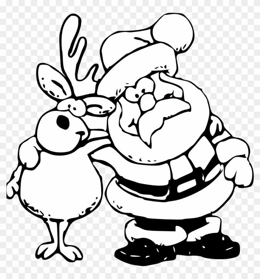 Reindeer Clipart Black And White Santa And Reindeer - Dibujo Navidad Para  Pintar, HD Png Download - 977x1000(#5708905) - PngFind