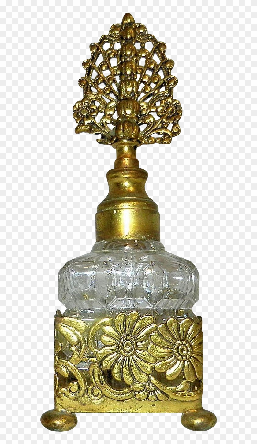 This Vintage Ormolu Perfume Bottle With Dauber Is In - Brass, HD Png ...