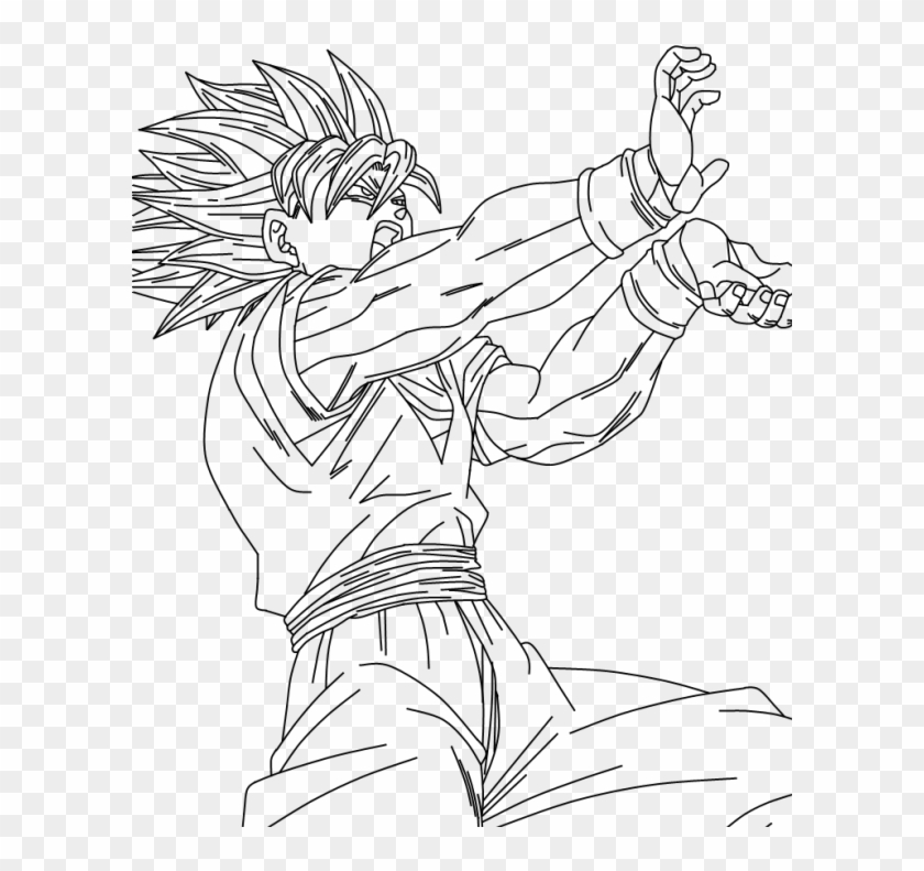 Posición De Goku - Lineart Vegeta And Goku, HD Png Download -  600x766(#5743517) - PngFind