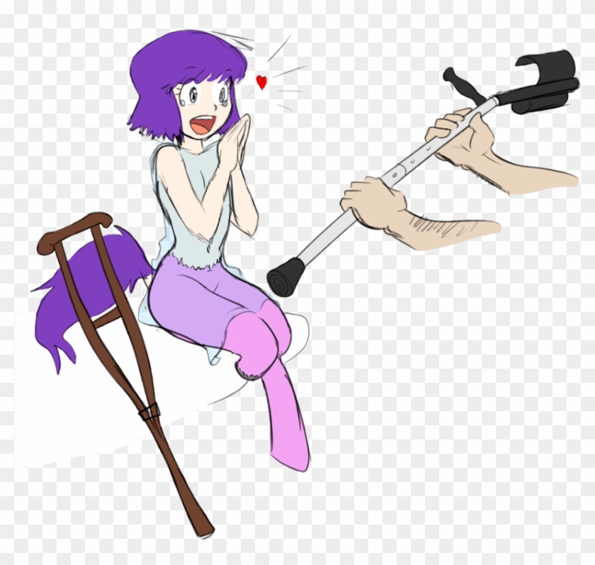 Dj Black N White, Crutches, Father And Daughter, Female, - Cartoon, HD Png  Download - 855x810(#5784388) - PngFind