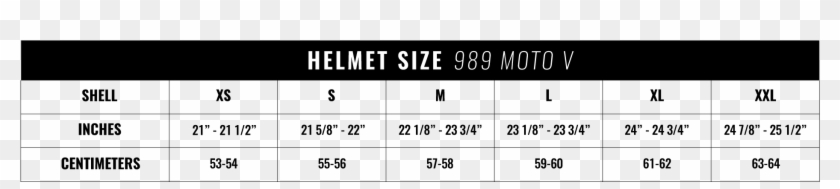 Full Face Helmet Size Chart