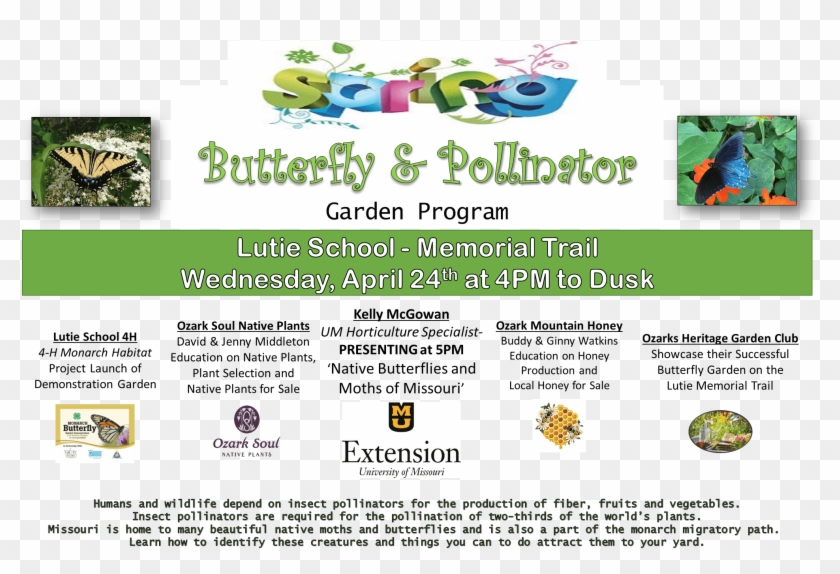 Spring Project Logo Pollinators Spring Butterfly And Pollinator Program - Animal Figure, HD Png ...