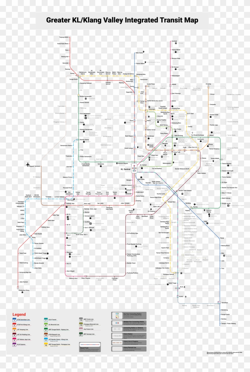 Klang Valley Integrated Rail Transit Map, HD Png Download - 1200x1697