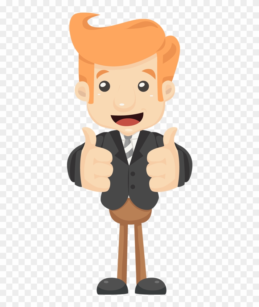 Cartoon Happy Businessman Hands Make Thumbs Up - Vector Graphics, HD Png  Download - 420x920(#605026) - PngFind